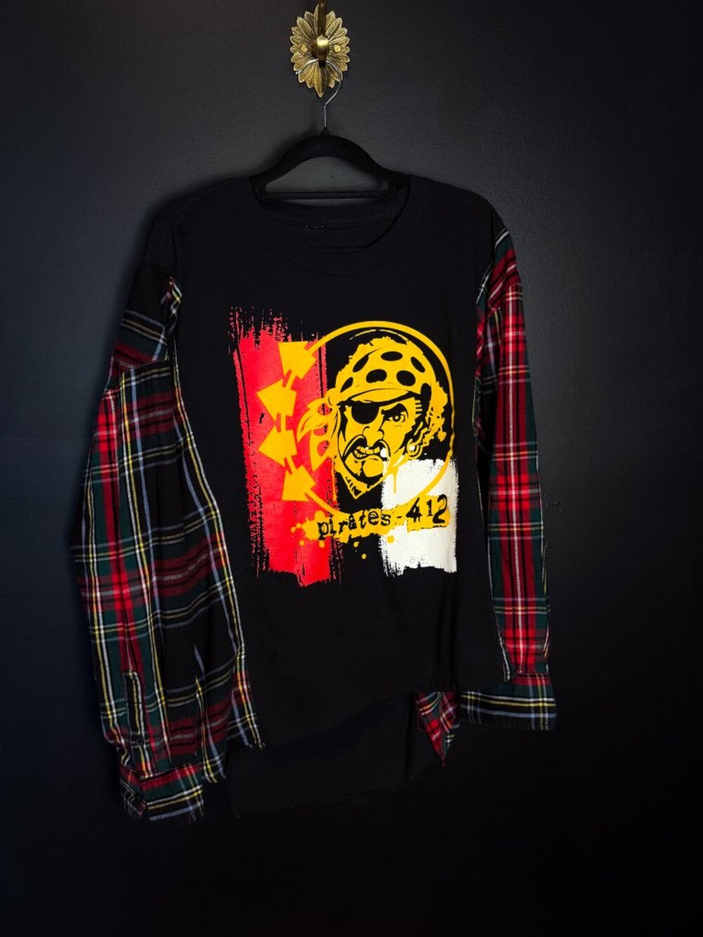 Upcycled Pittsburgh Pirates Flannel T-shirt